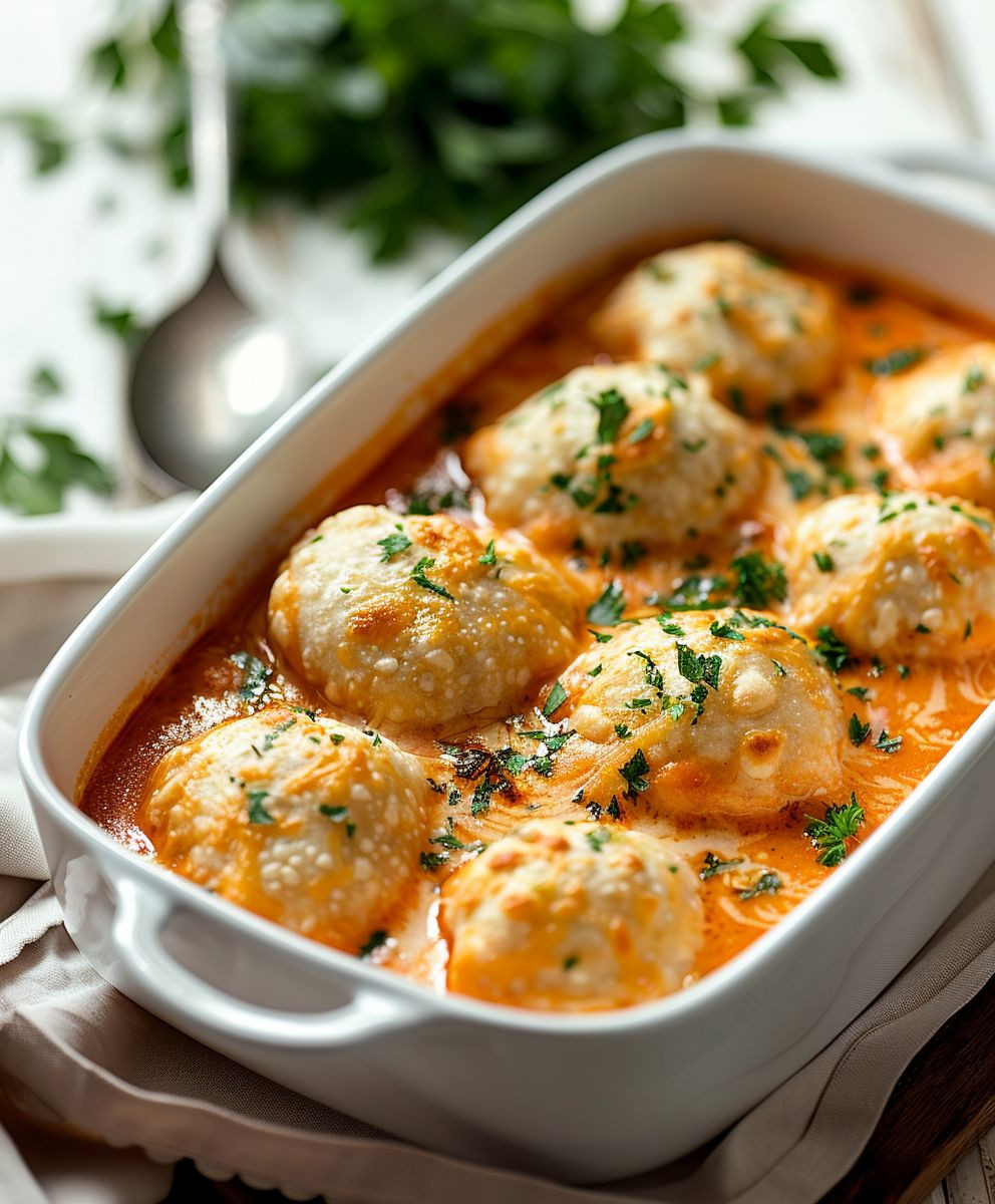 Tomato Soup Cheddar Dumplings