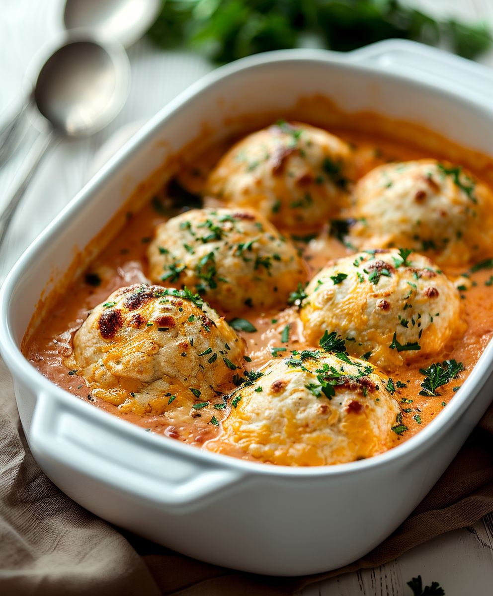 Tomato Soup Cheddar Dumplings