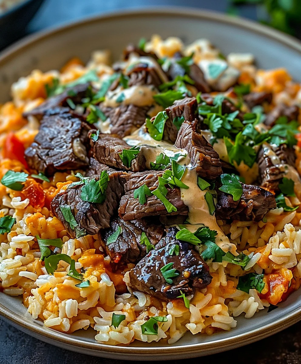 Mouthwatering Steak Queso Rice Recipe - Easy & Delicious!