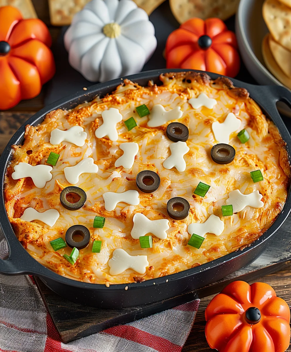 Spooky Halloween Buffalo Chicken Dip