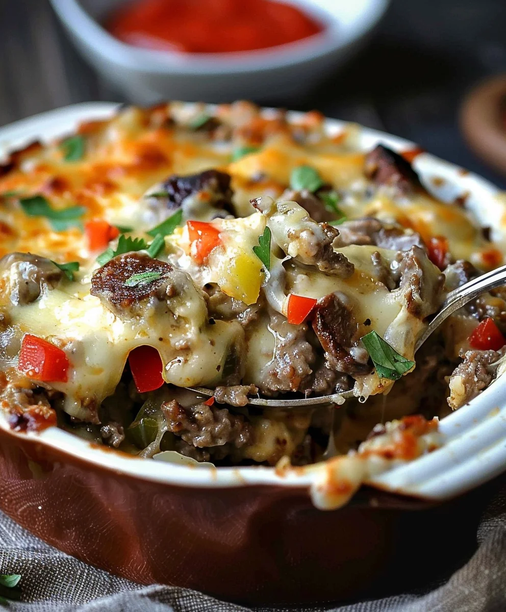 Low Carb Philly Cheesesteak Casserole - Keto & Easy!