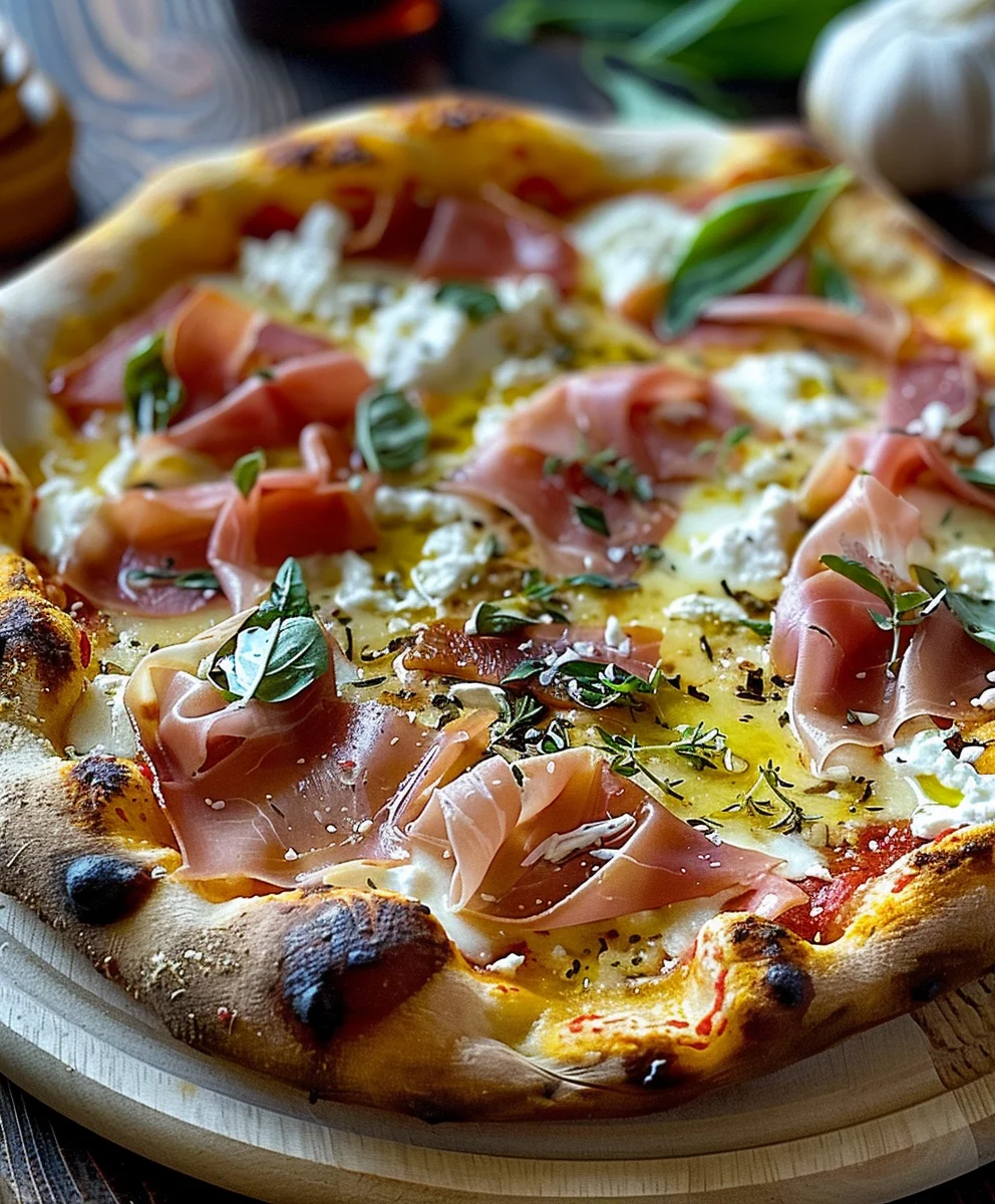 White Pizza with Beef Prosciutto & Spicy Hot Honey