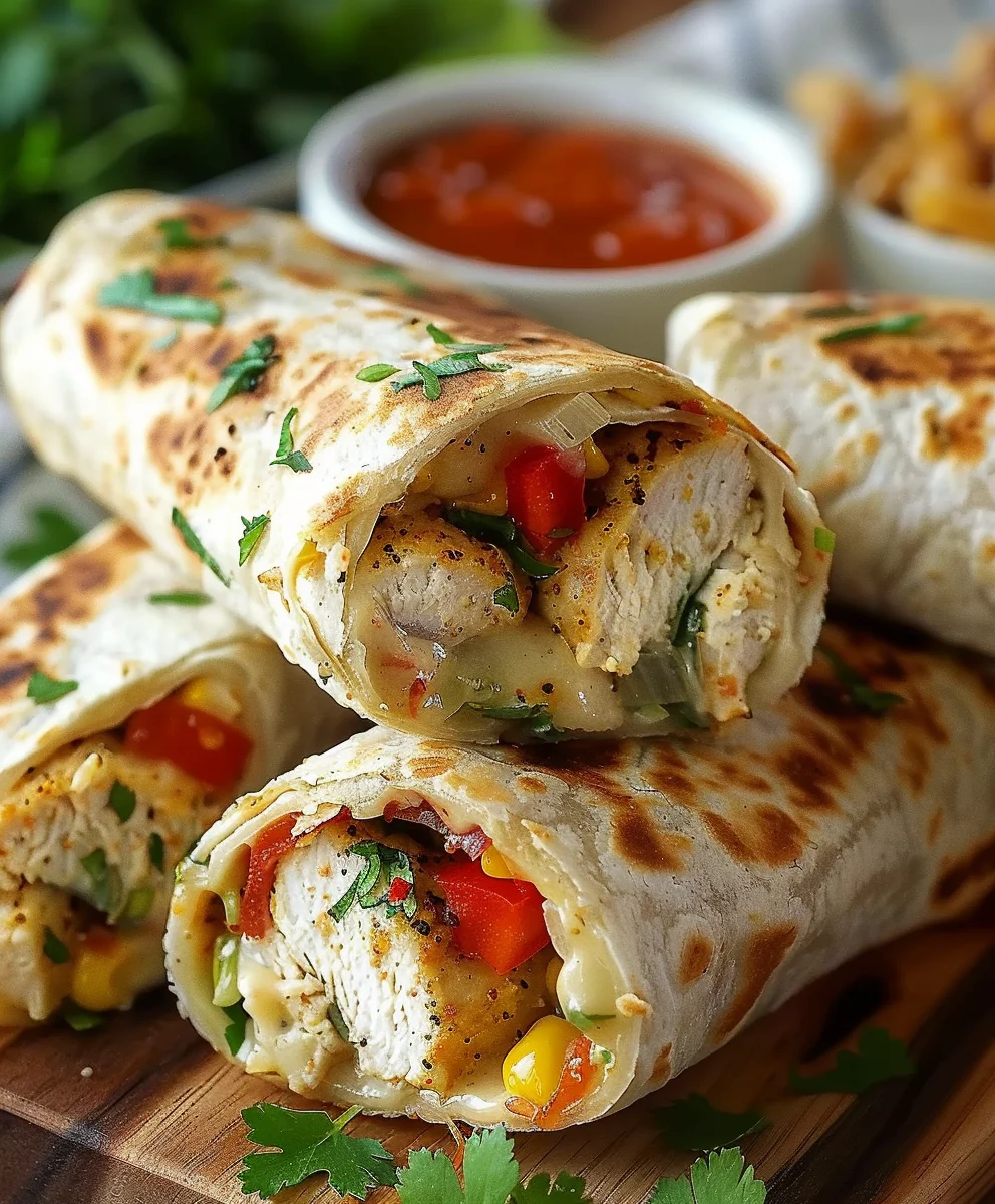 Easy Cheesy Garlic Chicken Wraps – Perfect Weeknight Dinner