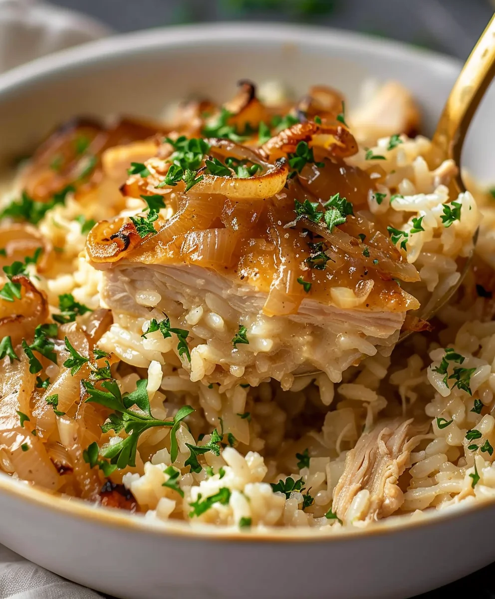 French Onion Chicken Rice Casserole