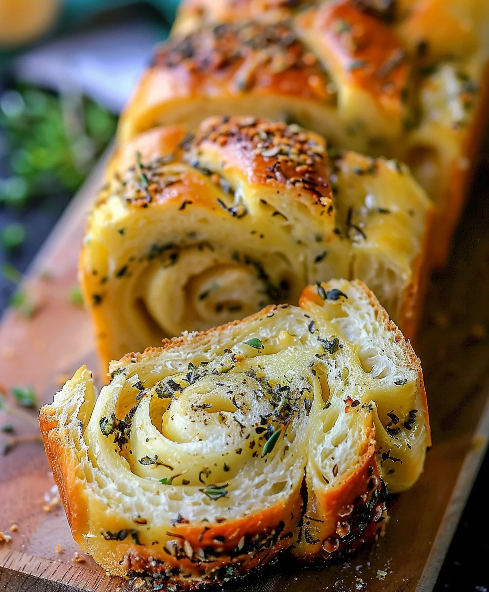 Delicious Swirled Garlic Herb & Cheese Bread Recipe!