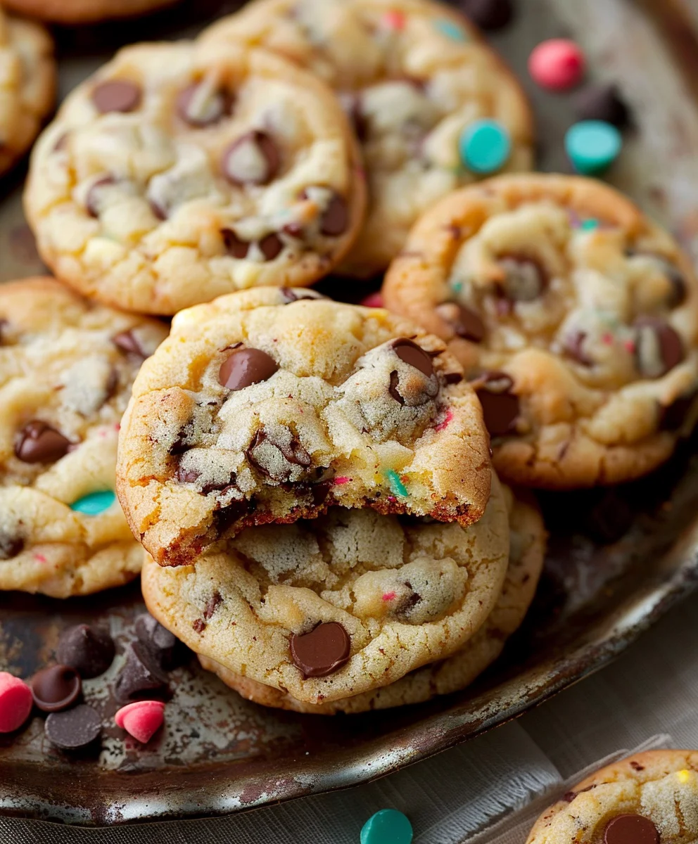 Soft & Chewy Cake Batter Chocolate Chip Cookies Recipe