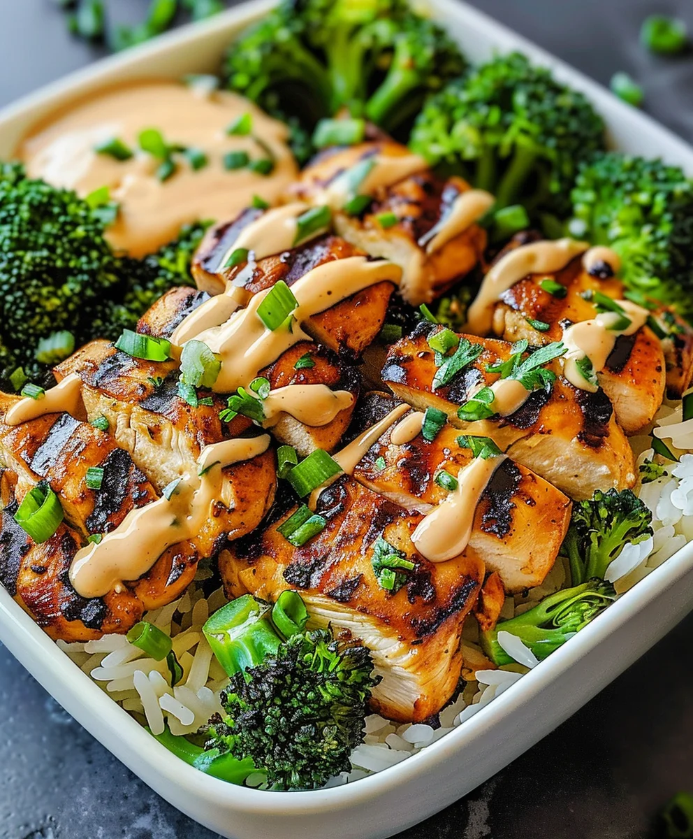 Creamy Garlic Grilled Chicken Broccoli Bowls Recipe