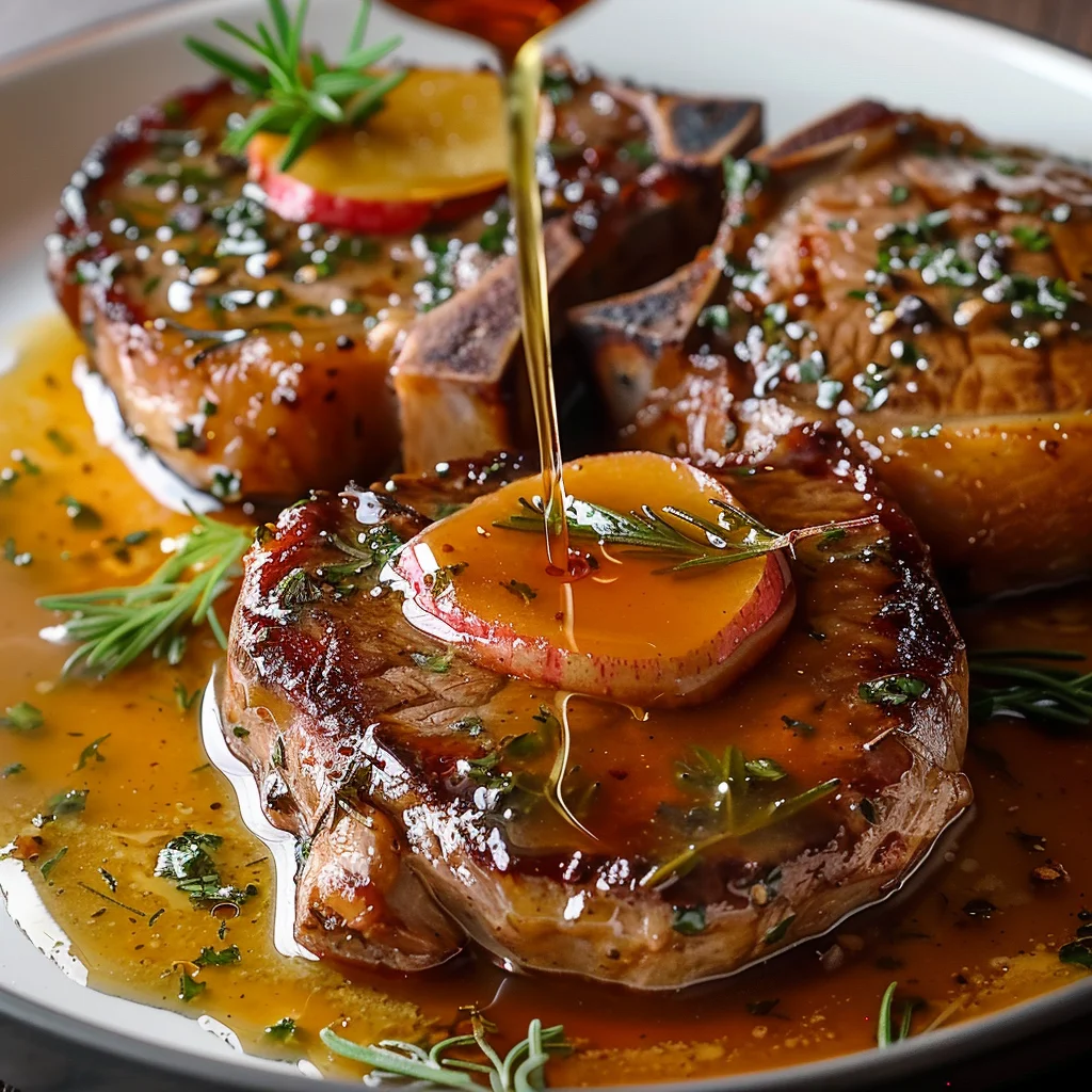 Herb Infused Smothered Baked Pork Chops With Apple Cider Glaze