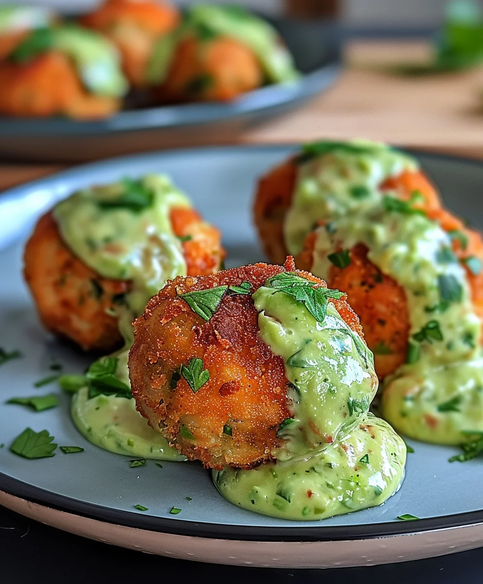 Salmon Balls With Creamy Avocado Sauce