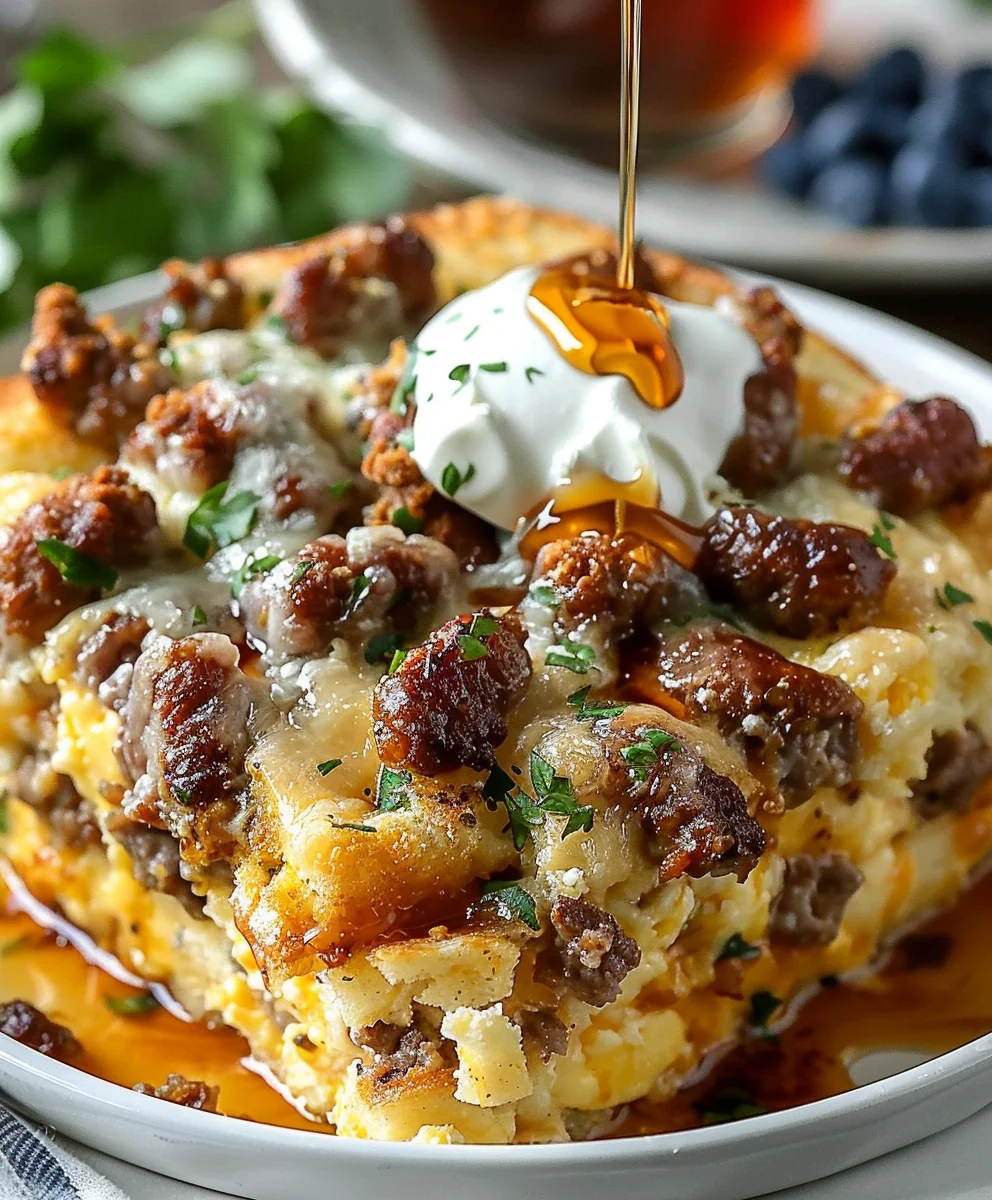 Sweet Maple Beef Sausage Breakfast Casserole