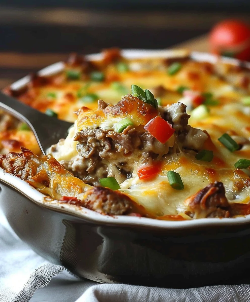 Low Carb Philly Cheesesteak Casserole