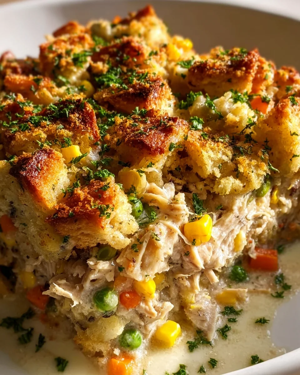 Rotisserie Chicken Stuffing Casserole: Easy & Delicious Dinner