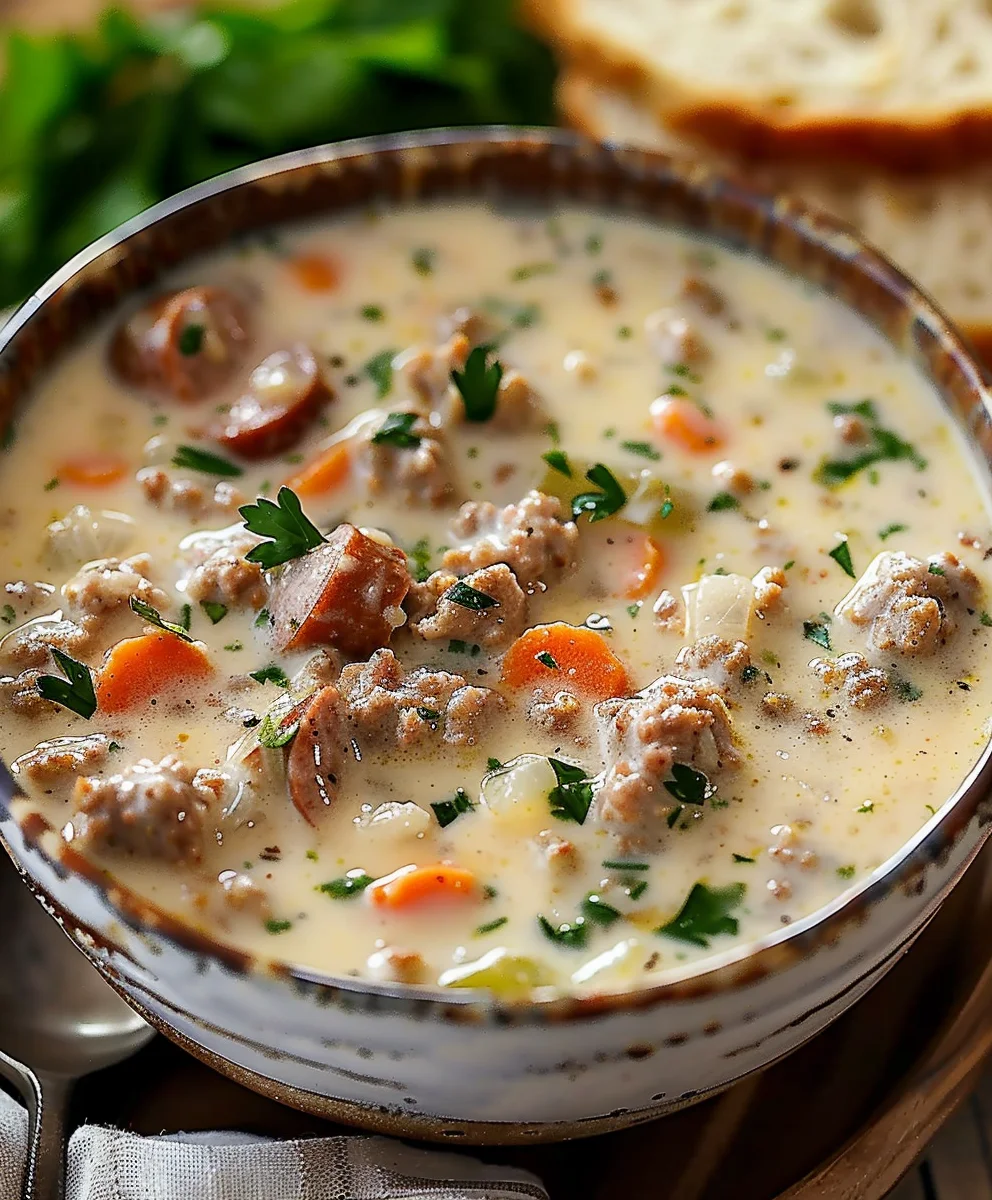Creamy Italian Beef Sausage Soup: Comforting Delight!