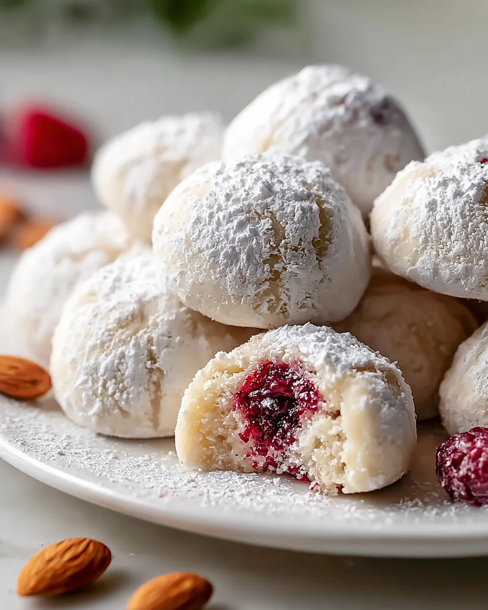 Almond Snowball Cookies: Raspberry-Filled & Delicious!