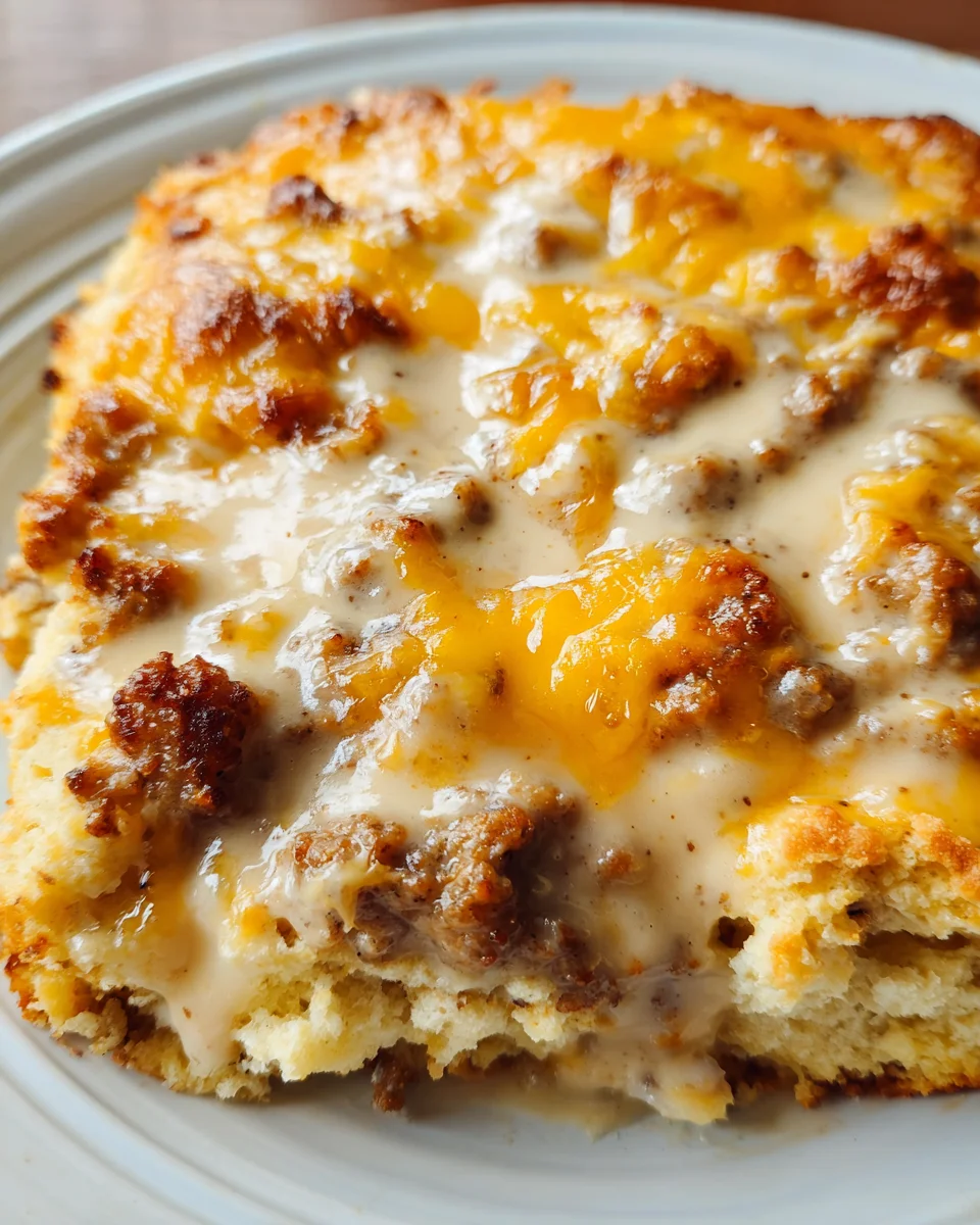 Easy Beef Biscuits & Gravy Casserole - Cracker Barrel Copycat