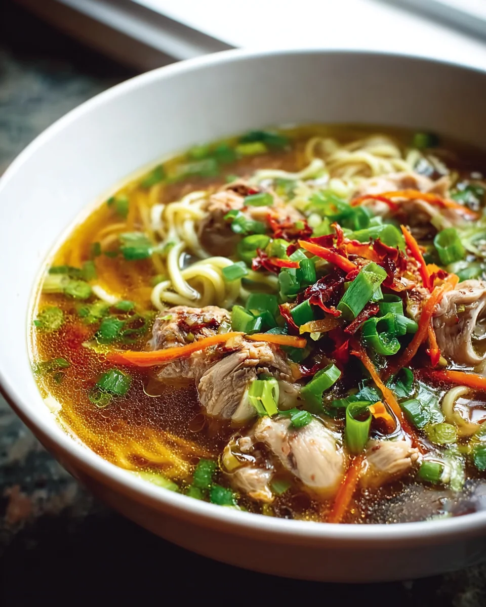 Delicious Aromatic Botanical Garlic Chicken Noodle Soup