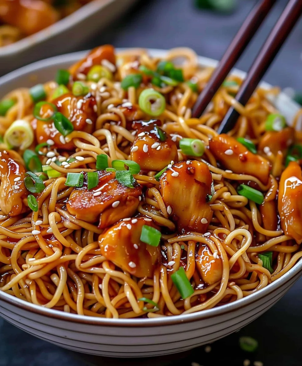 Sticky Garlic Chicken Noodles