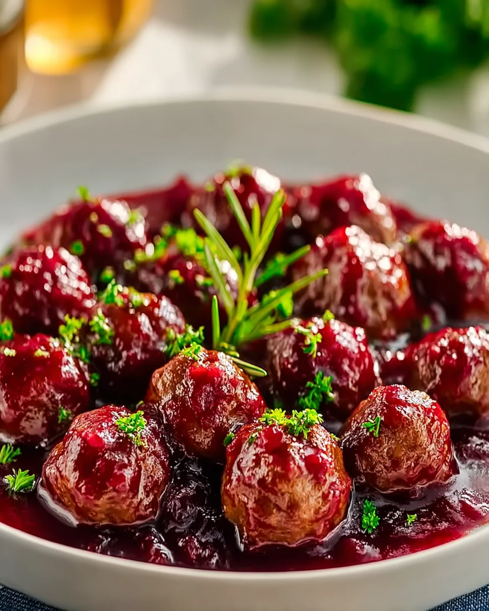 Delish Quick Christmas Cranberry Beef Meatball Appetizer