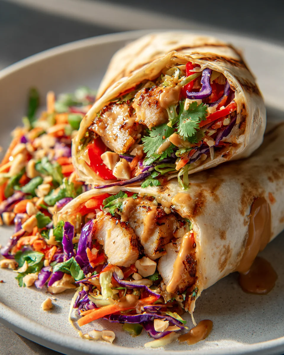 Crunchy Thai Chicken Wraps with Zesty Asian Slaw