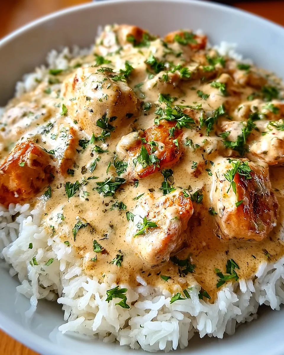 Easy Creamy Smothered Chicken And Rice Dinner Recipe