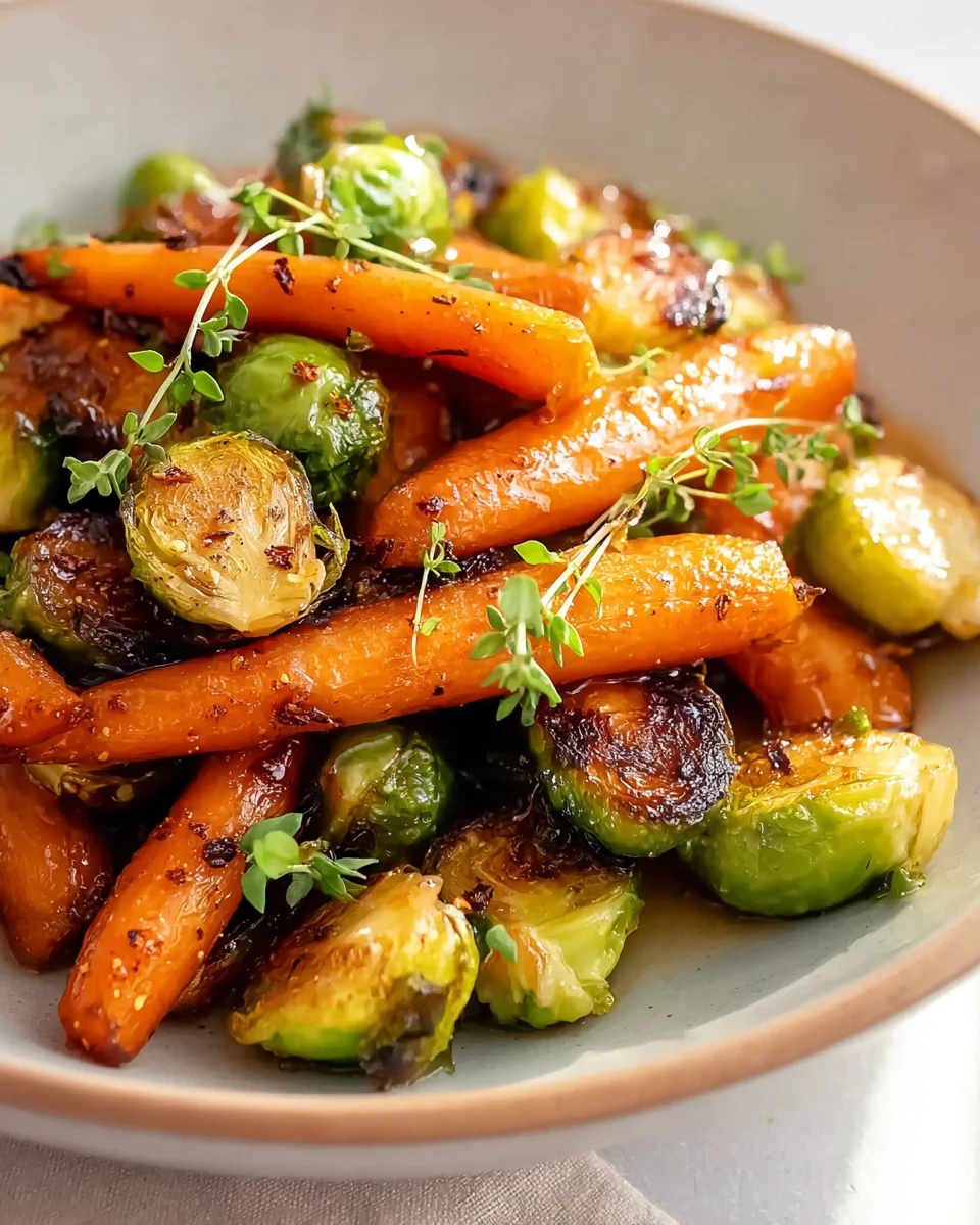 Perfect Crispy Maple Glazed Carrots & Brussel Sprouts