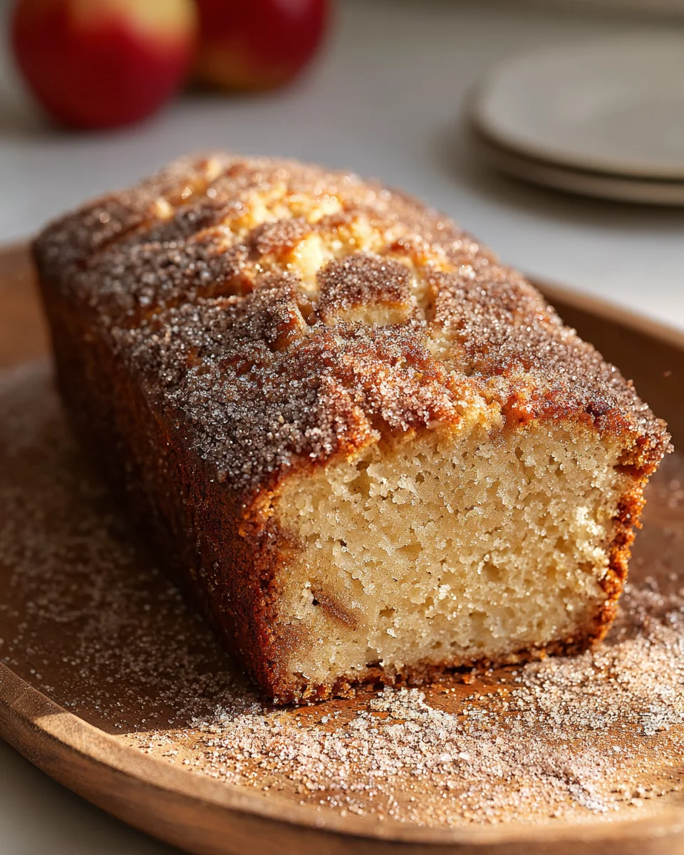 Spiced Apple Cider Donut Loaf with Cinnamon Sugar Crust