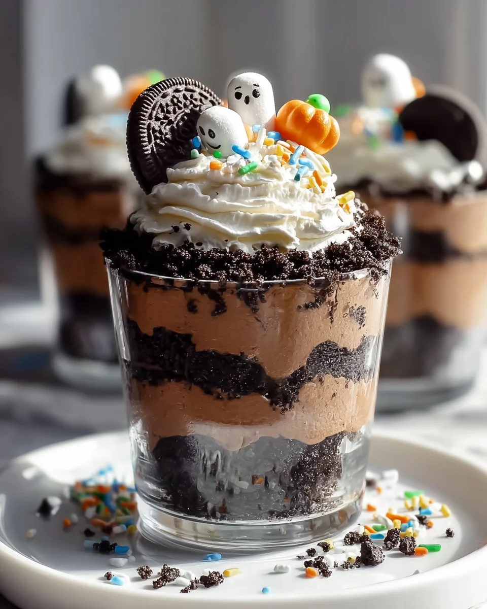 Delicious Fun Graveyard Dirt Cake Cups for Halloween Treats