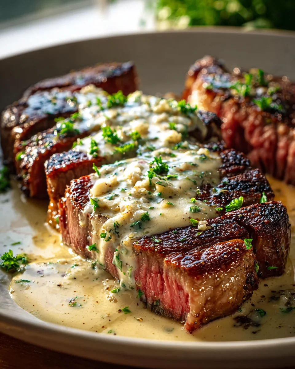 Garlic Butter Steak with Parmesan Cream Sauce Recipe Delights