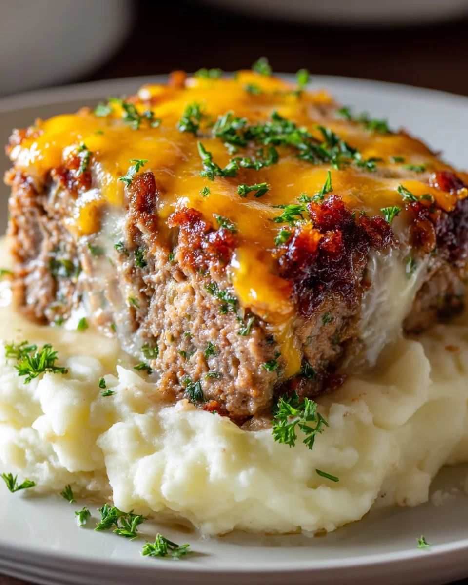 Delicious Meatloaf with Cheesy Mashed Potatoes Recipe!