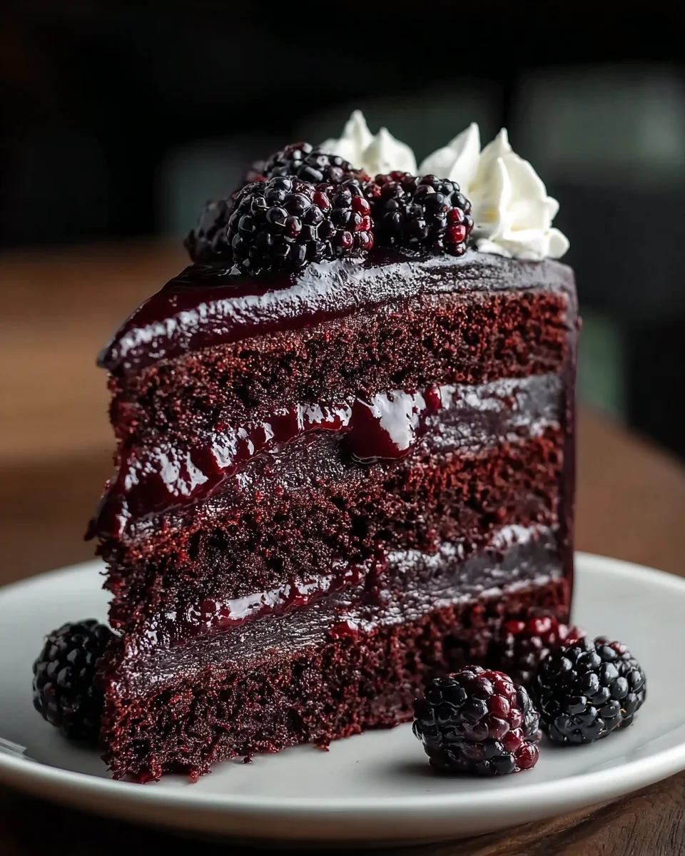 Indulge in Black Velvet Cake with Blackberry Compote Recipe