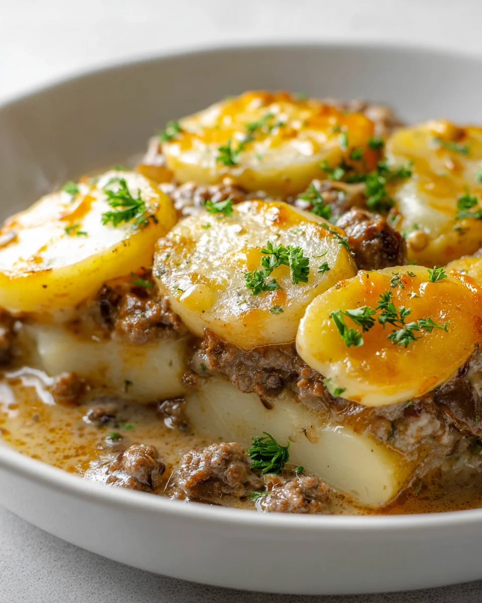 Delicious Crockpot Beef Hamburger Potato Casserole Recipe