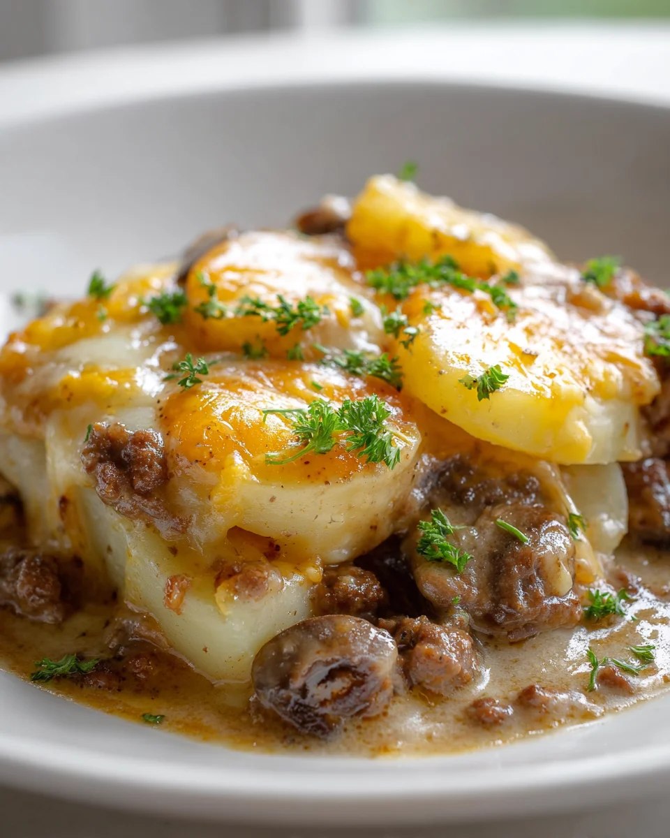 Delicious Crockpot Beef Hamburger Potato Casserole Recipe