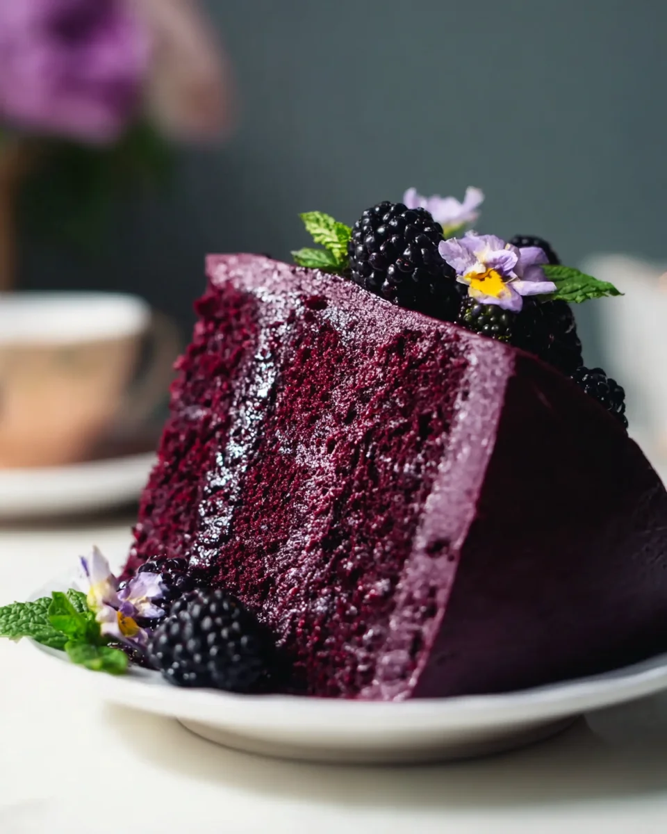 Easy Blackberry Velvet Cake with Lush Blackberry Frosting