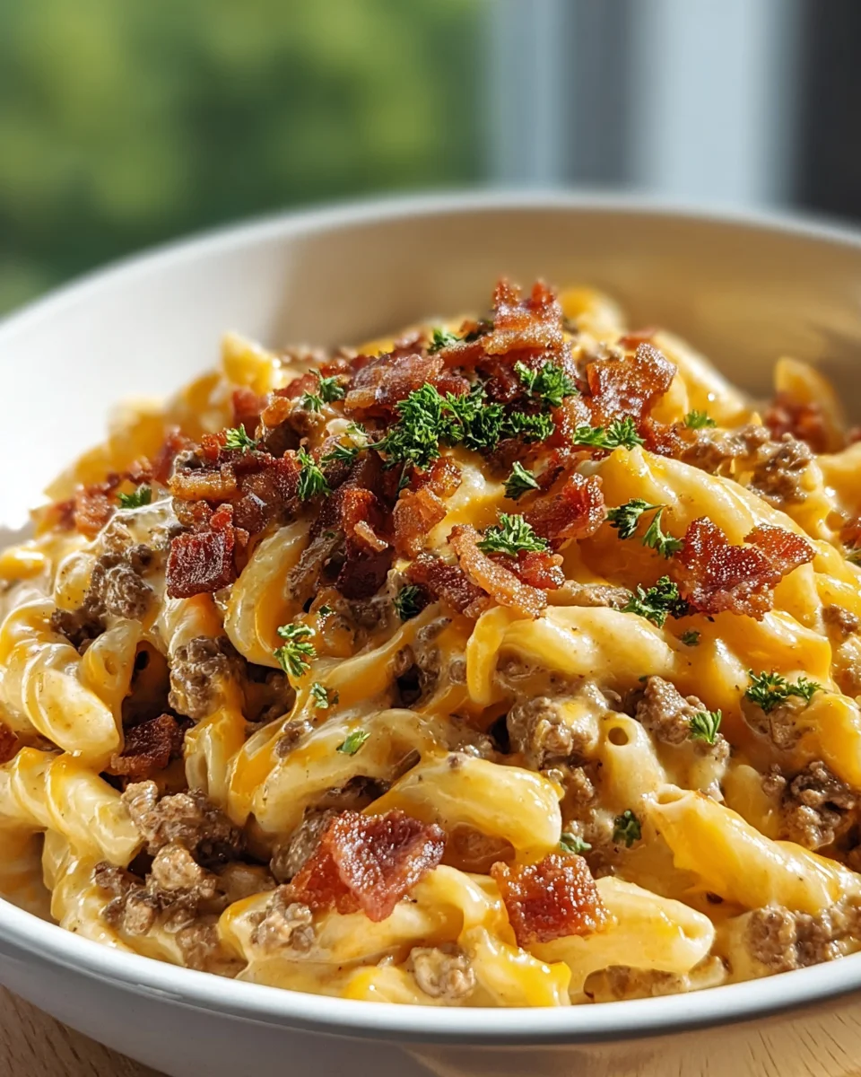 Loaded Beef Bacon Cheeseburger Pasta: A Flavorful Feast!