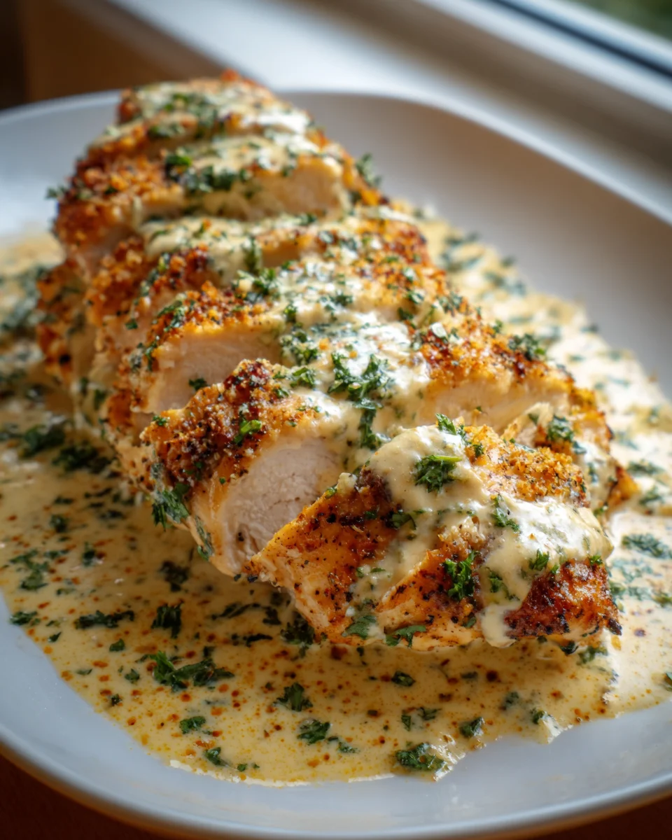 Baked Caesar Chicken With Creamy Parmesan Sauce