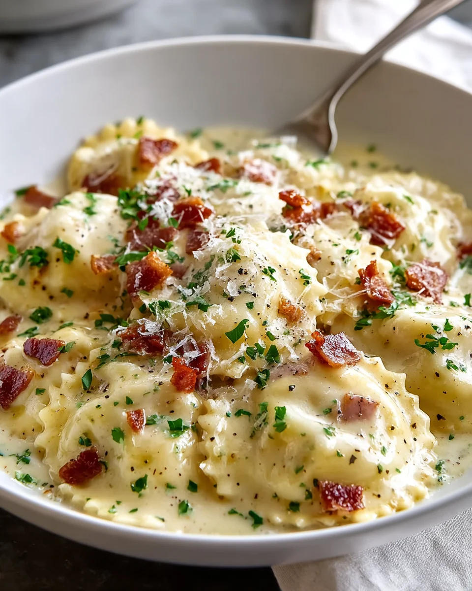 Delicious Olive Garden Ravioli Carbonara with Beef Delight!