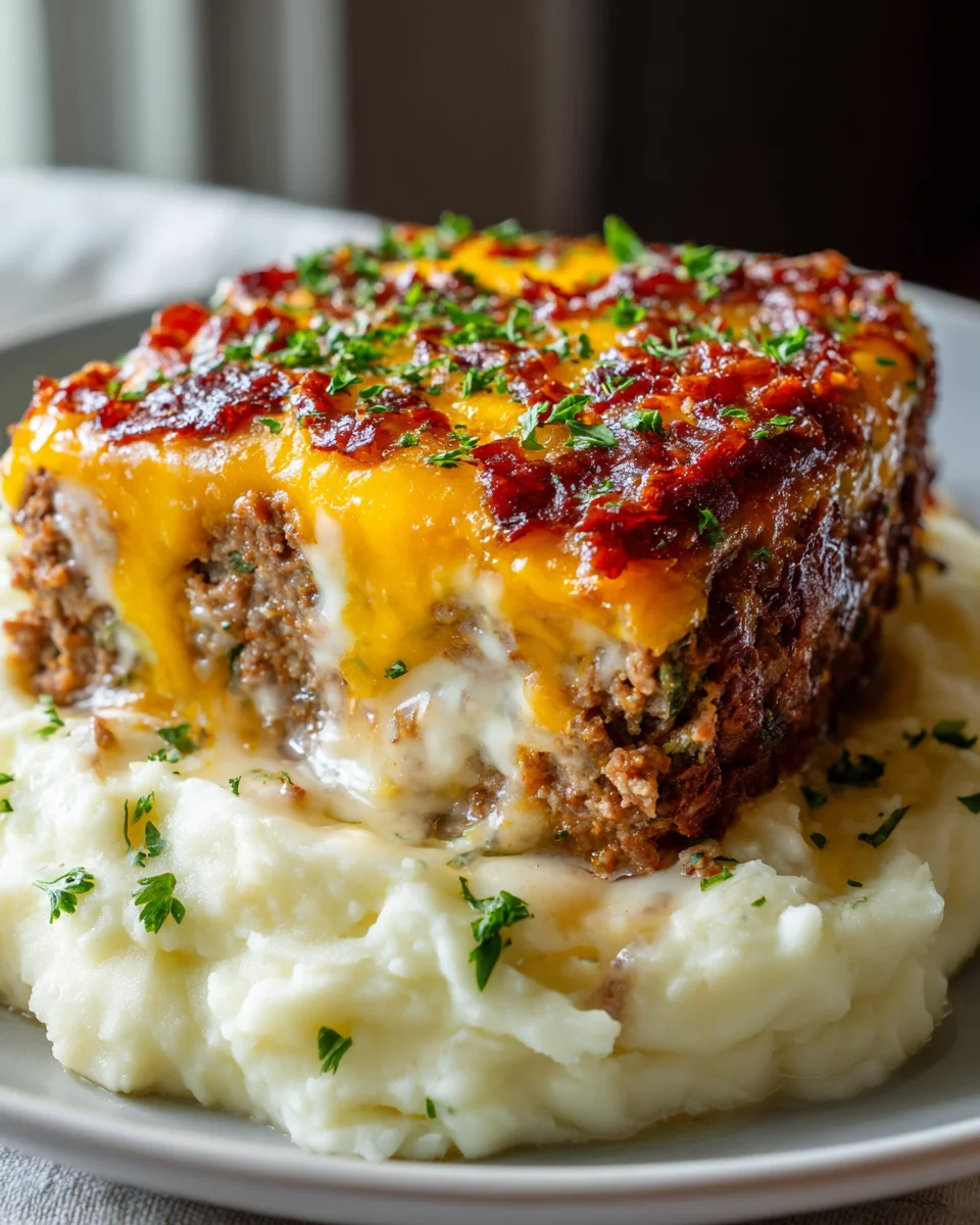 Delicious Meatloaf with Cheesy Mashed Potatoes Recipe!