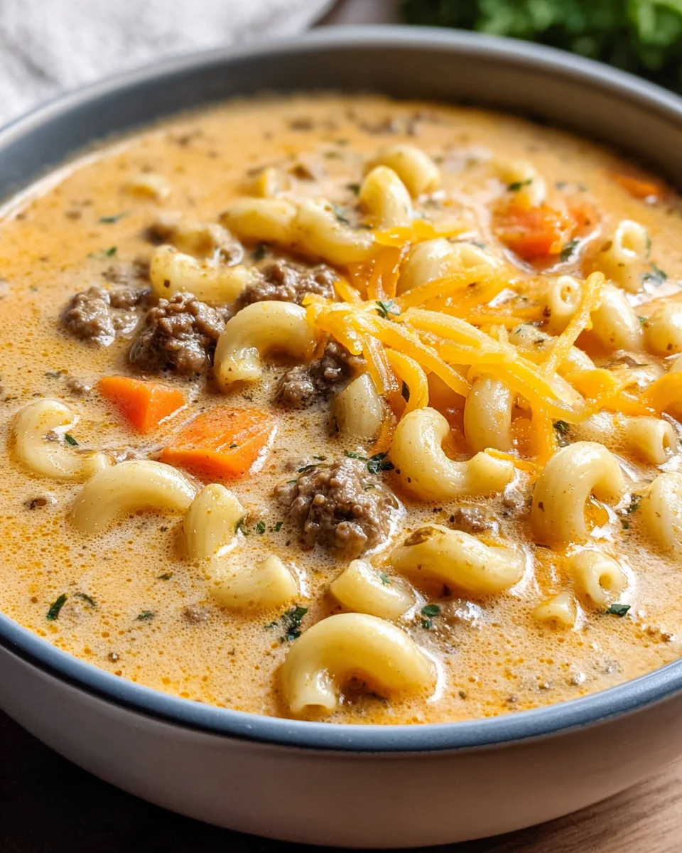 Cheeseburger Macaroni Soup: Comforting One-Pot Delight!