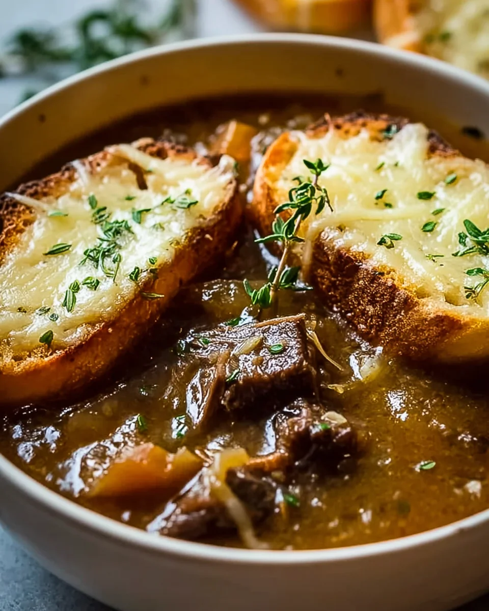 Savory French Onion Short Rib Soup with Gruyere Toast Recipe