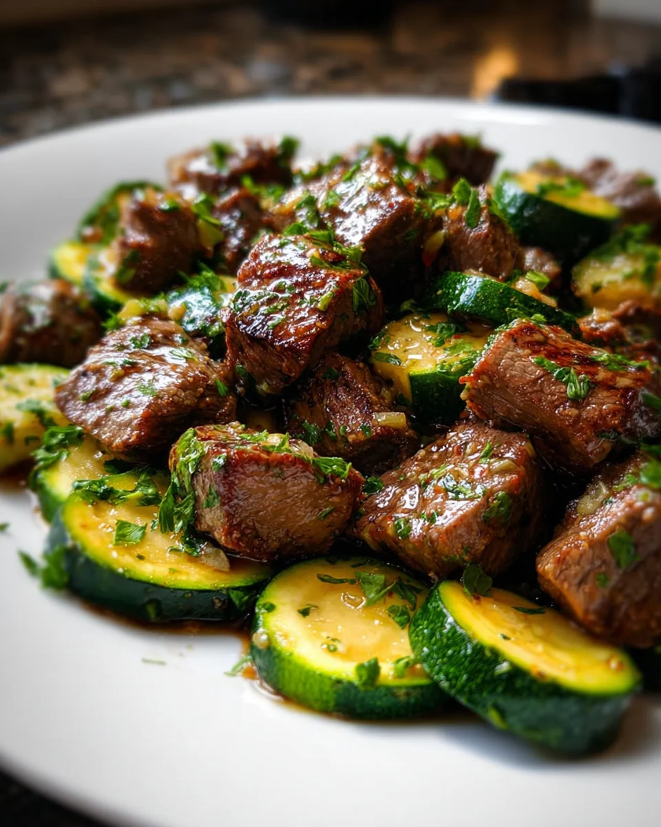 Garlic Butter Steak Bites with Zucchini - Low Carb Delight!