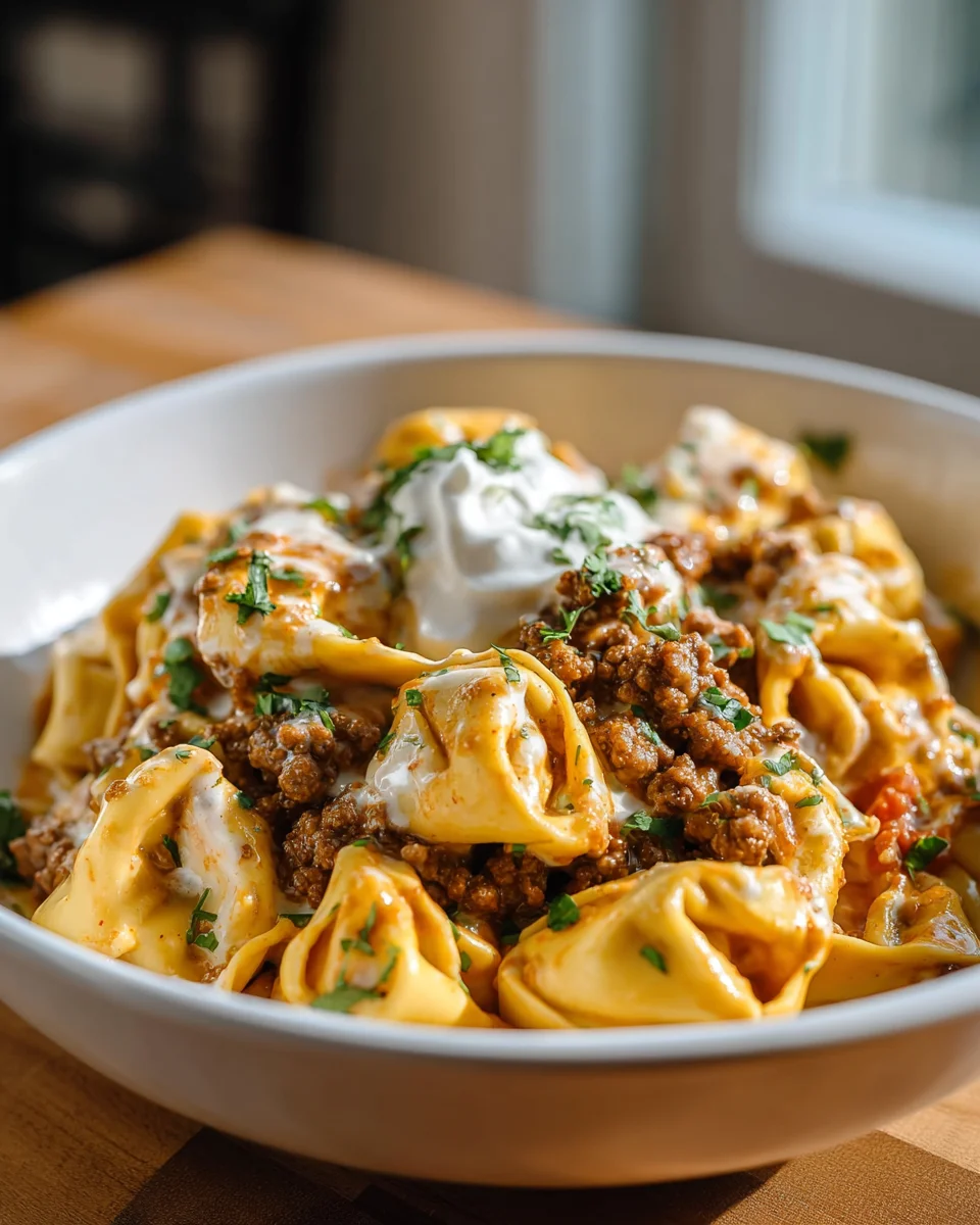 Delicious Cheesy Taco Tortellini Bake - Family Favorite