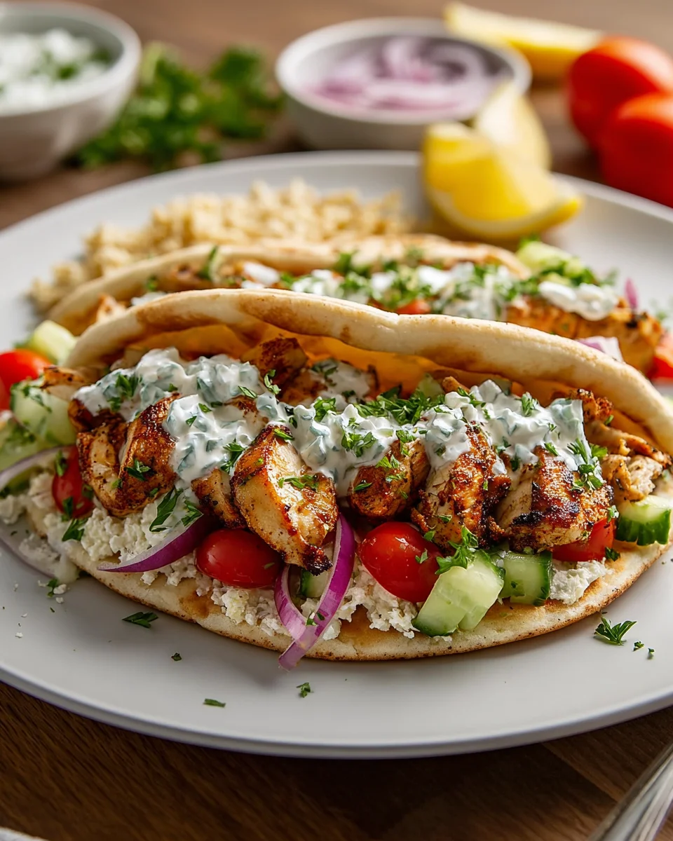 Mediterranean Chicken Gyros with Creamy Feta Tzatziki Recipe