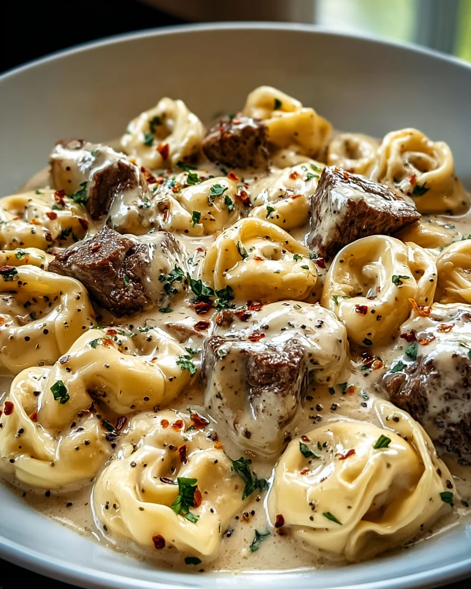 Amazing Cracked Garlic Steak Tortellini with Creamhouse Sauce