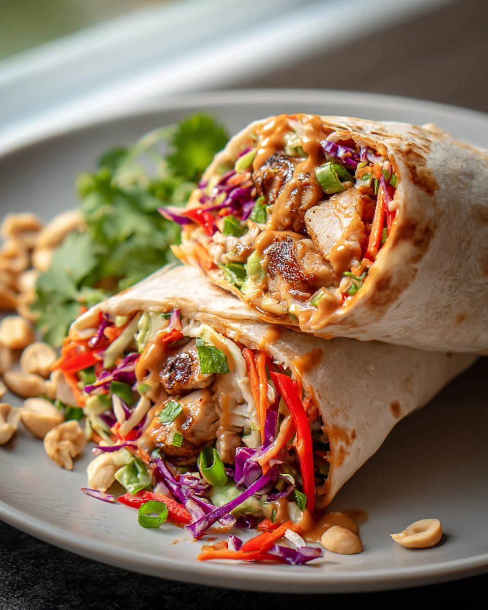 Delicious Thai Chicken Wrap with Crunchy Asian Slaw Recipe