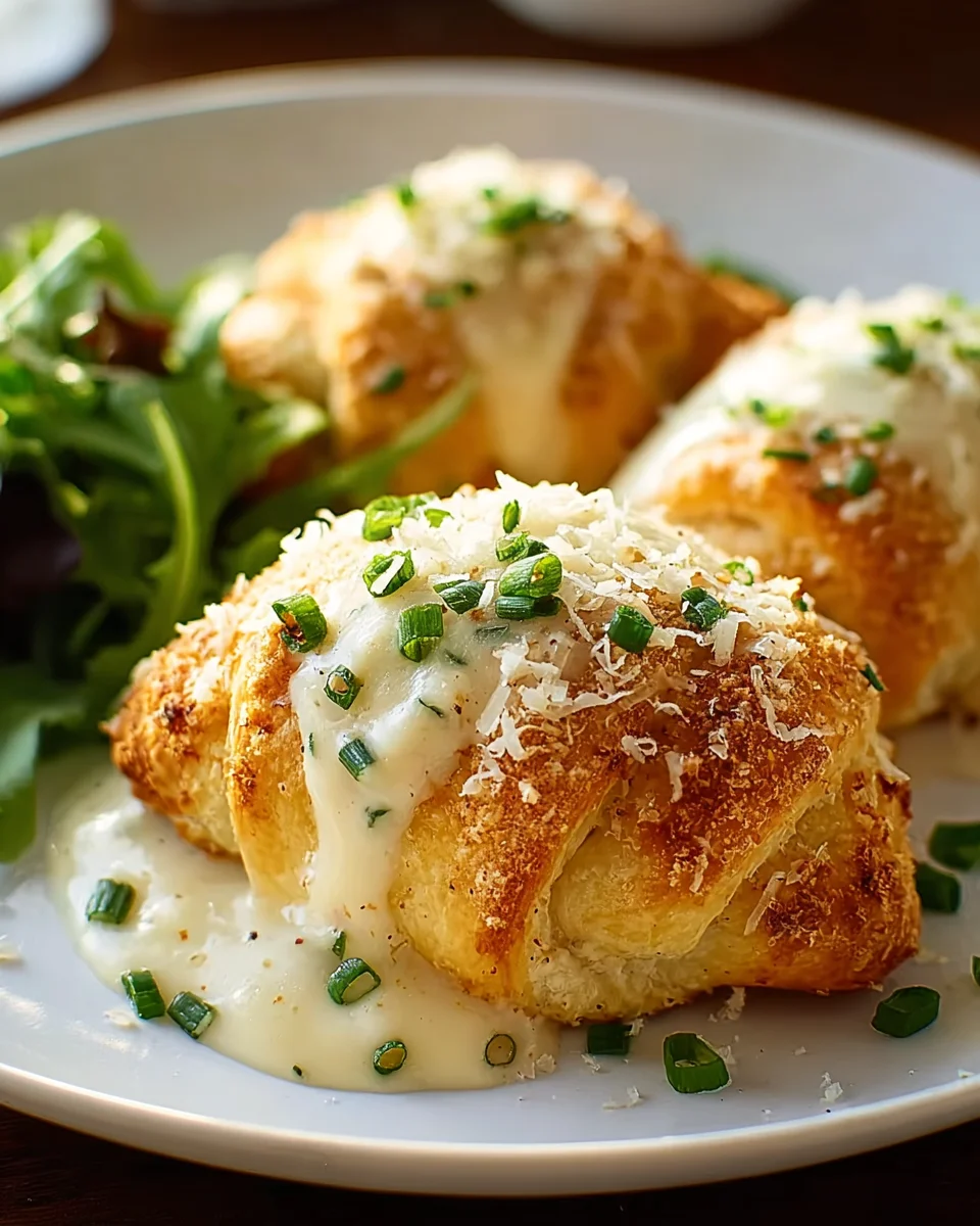 Delicious Chicken Pillows with Creamy Parmesan Sauce Recipe