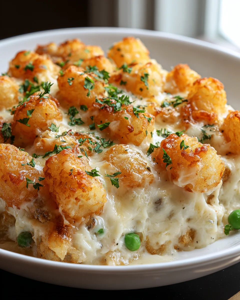 Chicken Alfredo Tater Tot Casserole: Cozy Comfort Food Delight