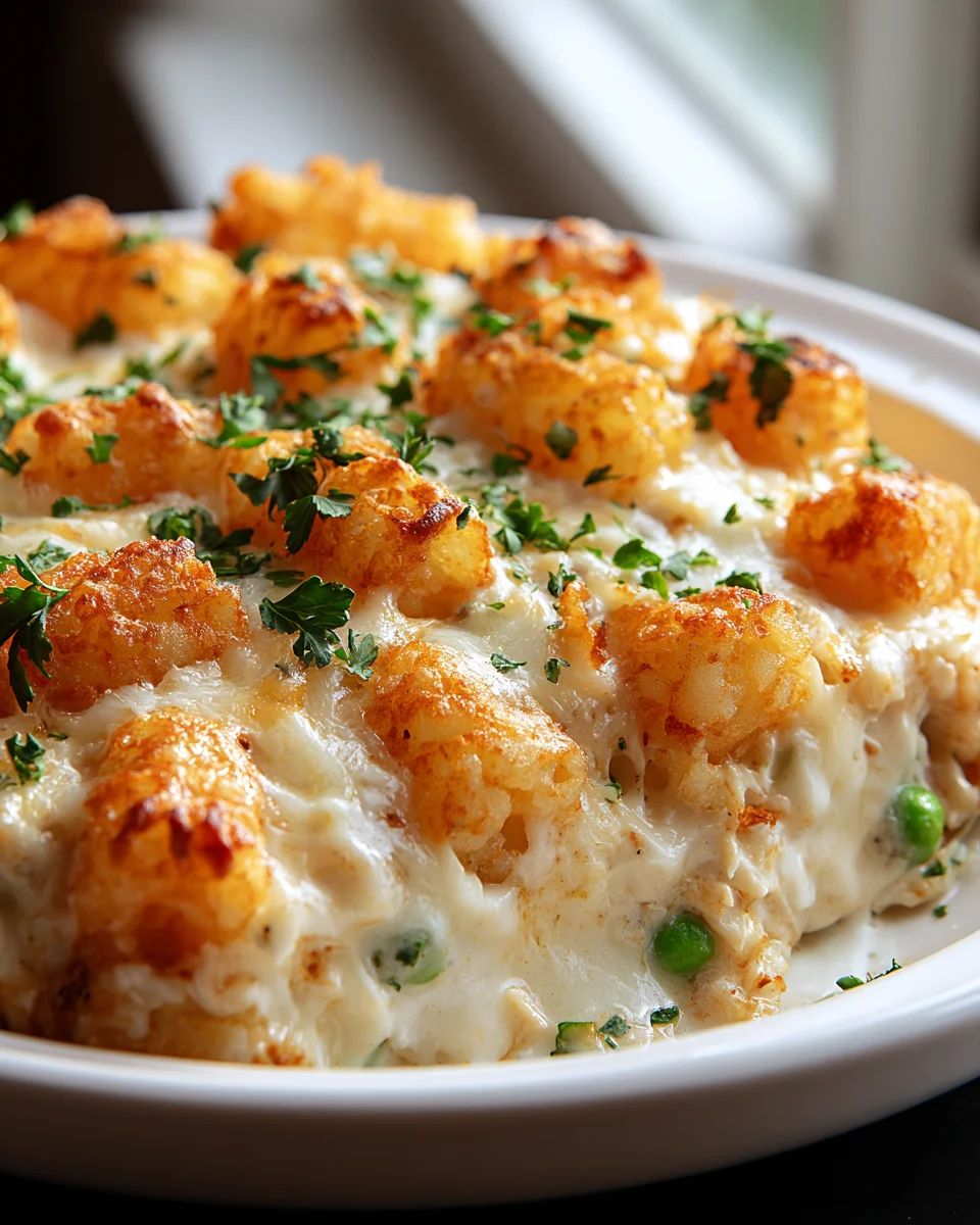 Chicken Alfredo Tater Tot Casserole: Cozy Comfort Food Delight