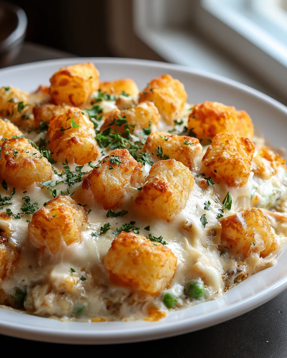 Chicken Alfredo Tater Tot Casserole: Cozy Comfort Food Delight