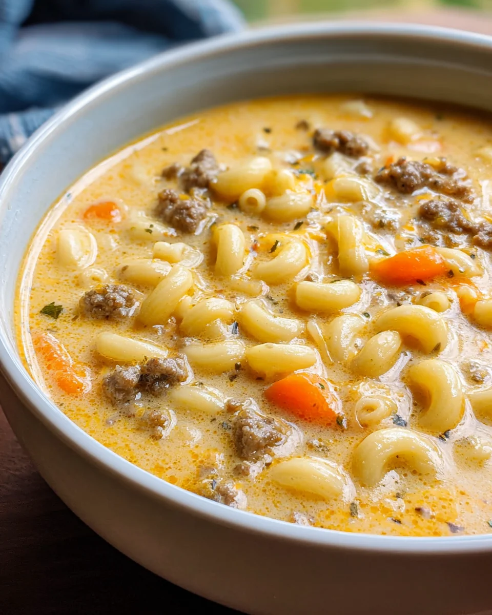 Cheeseburger Macaroni Soup: Creamy Comfort in a Bowl