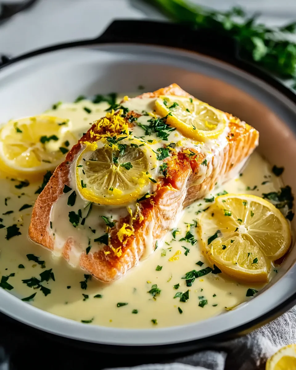 Baked Salmon with Lemon Butter Cream Sauce Recipe Delight